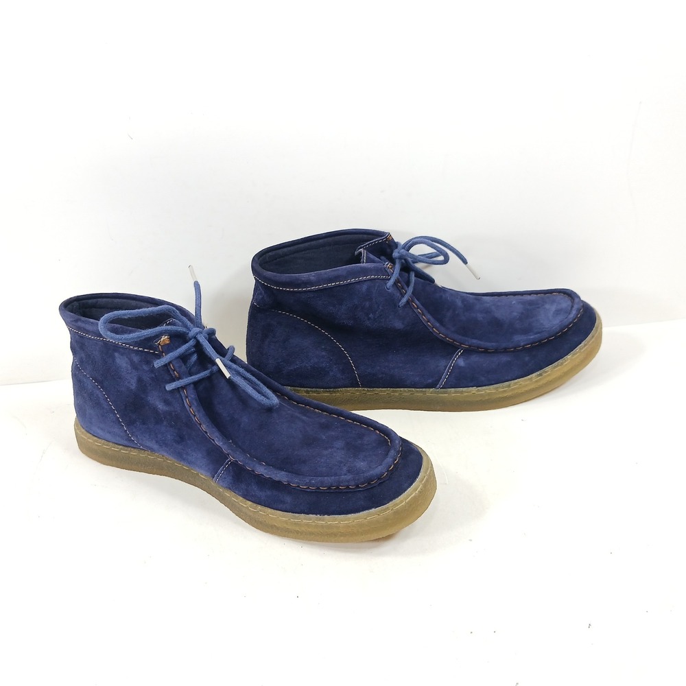 Hush Puppies Mens Blue Suede Chukka Boots Moc Toe Gum Sole Mid Top Shoes Size 11 - Picture 8 of 10